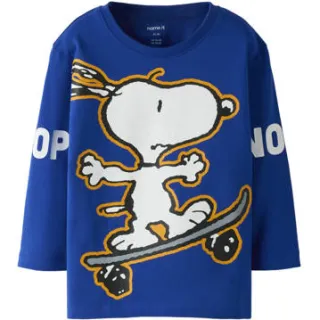 NAME IT MINI Snoopy rechtvallende longsleeve kobaltblauw