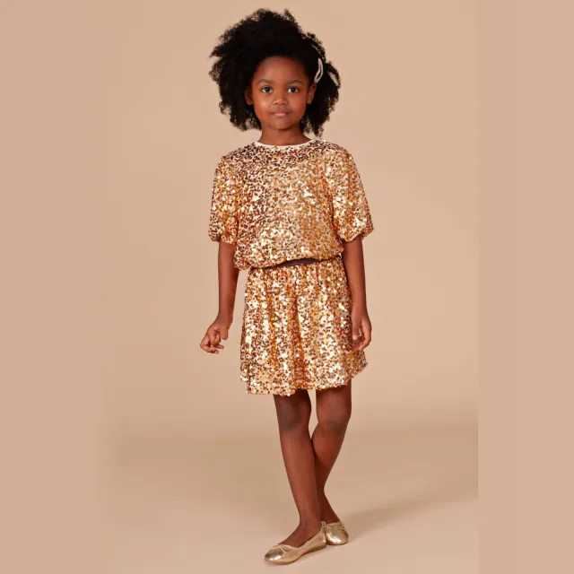 Stains&Stories korte rok met pailletten goud