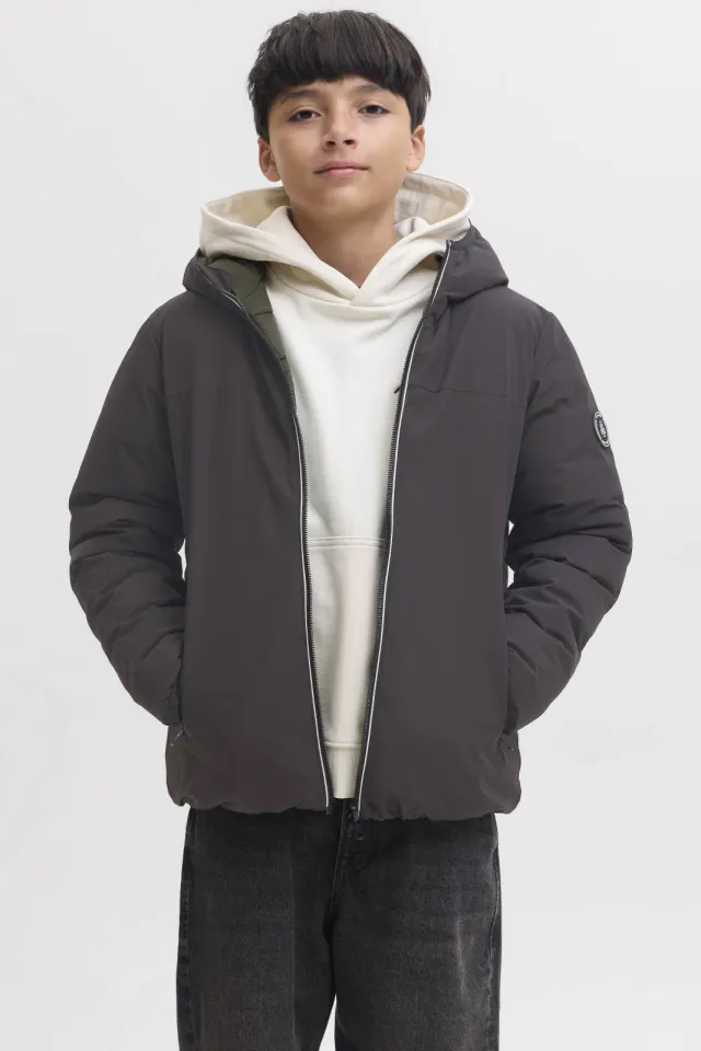 Jack & Jones JJEBROOKLYN reversible winterjas donkergrijs Zwart
