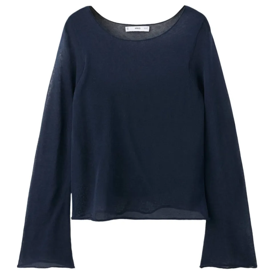 Mango TEEN semi-transparante gebreide trui - marineblauw, foto 2
