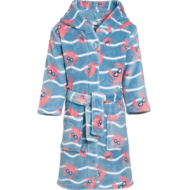 Playshoes badjas Crab lichtblauw/roze