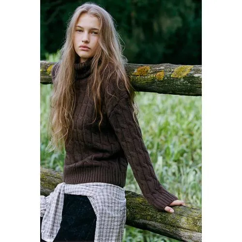 Mango TEEN kabeltrui - donkerbruin, foto 3