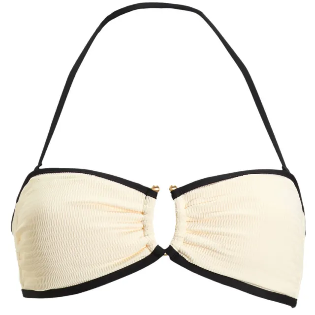 Seafolly Beach Bound bandeau bikinitop ecru/zwart, foto 2
