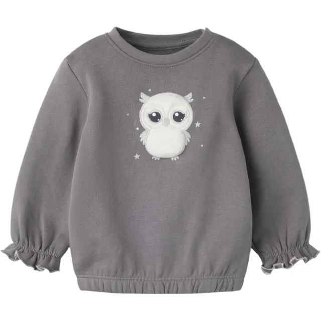 GUPPY BABY sweater met ruches en print - grijs
