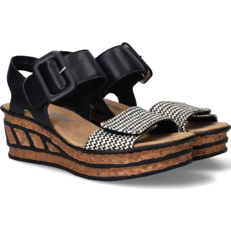 Rieker 68172-00 sleehak sandalen zwart, foto 4
