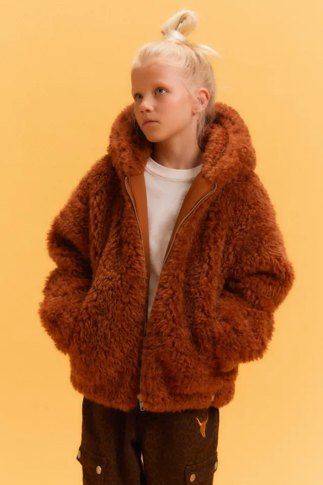 Alix The Label Mini faux fur winterjas cognac, foto 5