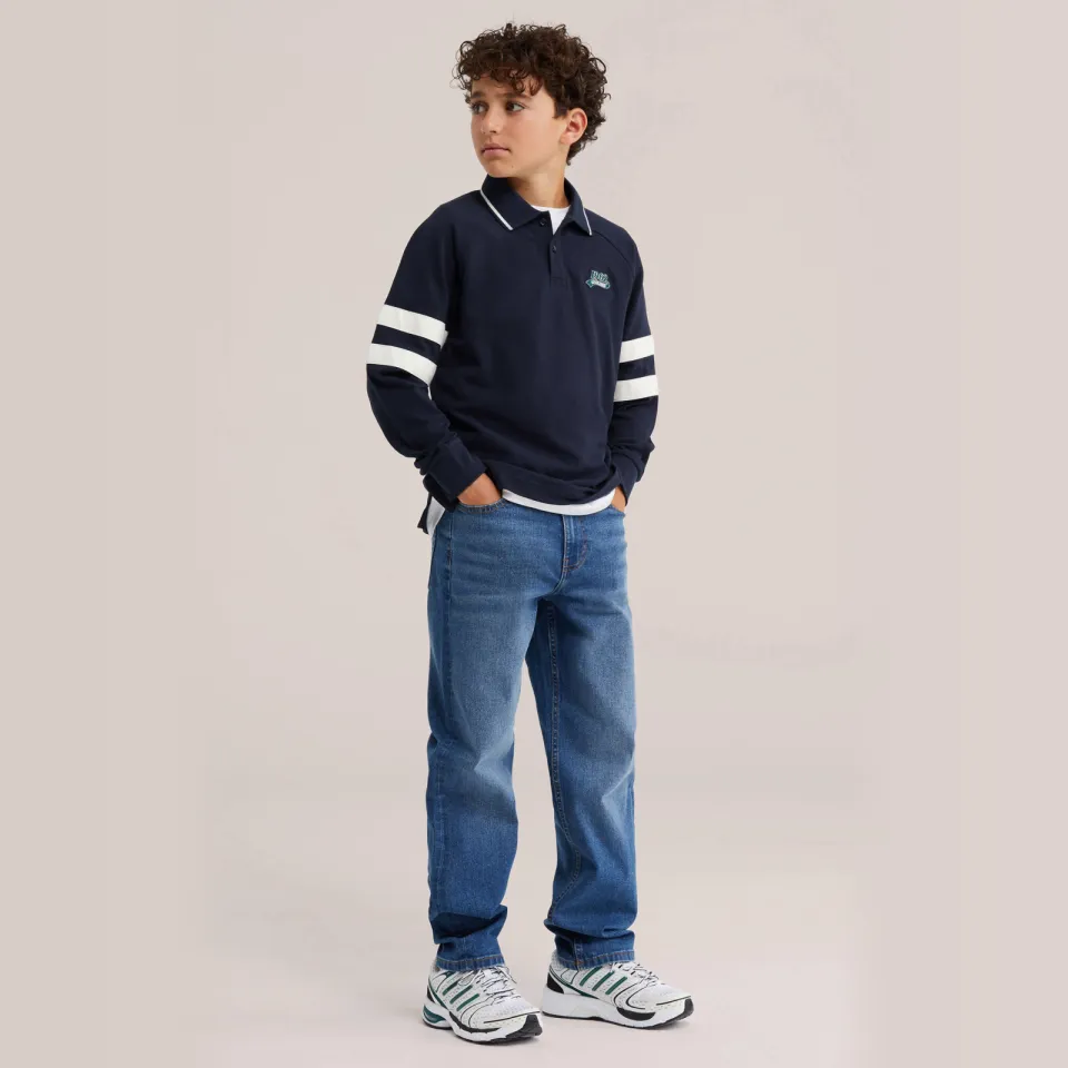 WE Fashion polo - donkerblauw Donkerblauw/wit