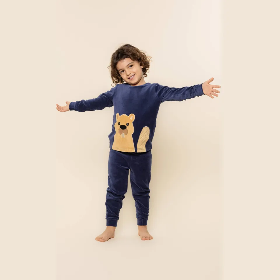 Charlie Choe pyjama met borduursels en print blauw, foto 3