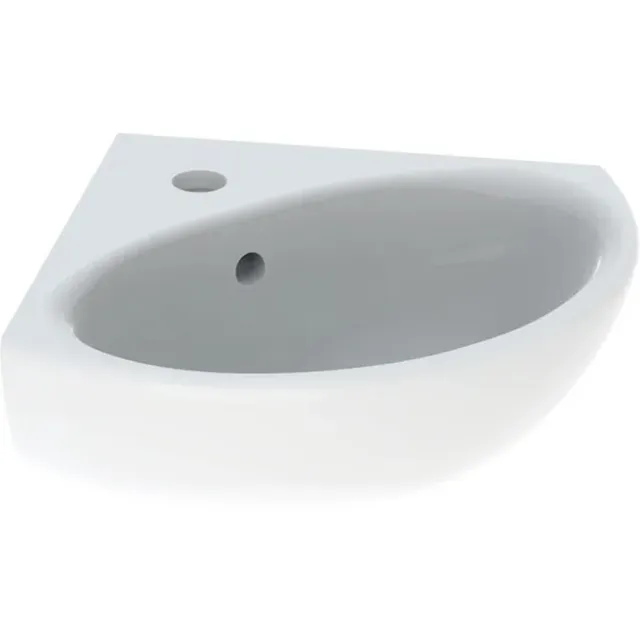 Geberit Hoekfontein Geberit Bastia 45x40 cm met Kraangat met Overloop Glanzend Wit