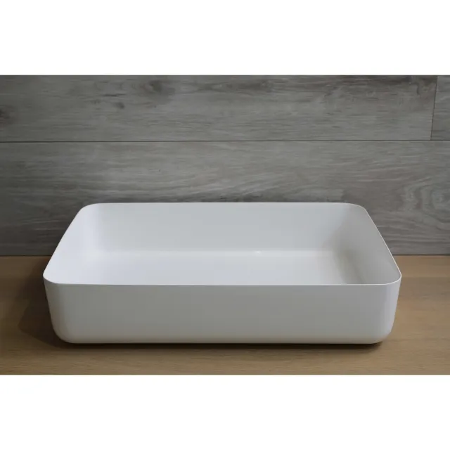 Luca Waskom Opbouw Rechthoekig Luca Sanitair 60x40x13,5 cm Mineraalsteen Glans Wit