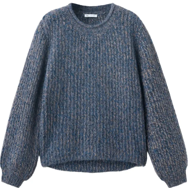 Mango TEEN gebreide gemêleerde trui met wol - blauw, foto 2