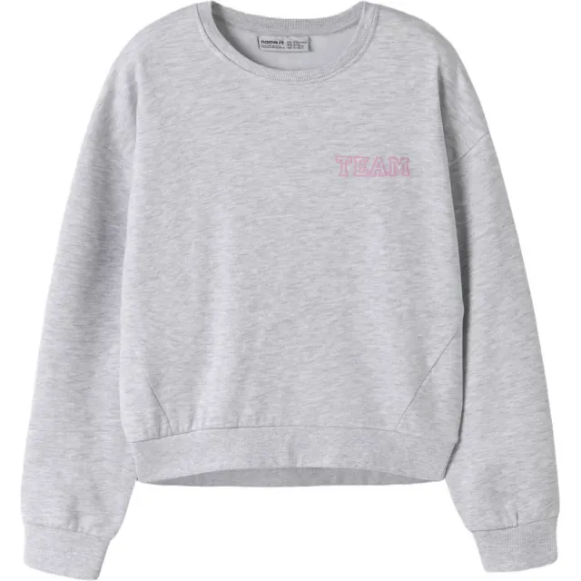 NAME IT KIDS sweater met tekst - grijs Grijs melange