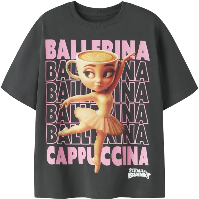 NAME IT KIDS T-shirt met ballerina-print antraciet Zwart
