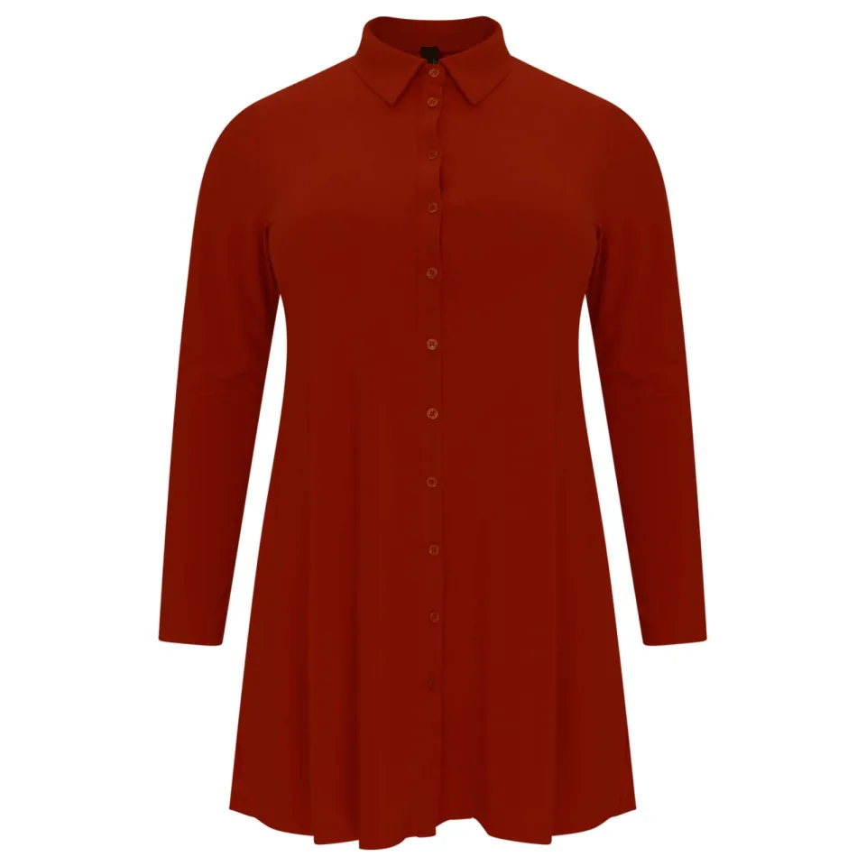 Yoek blouse met polokraag roest, foto 3