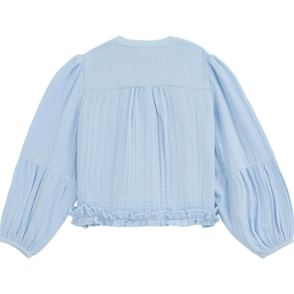 WE Fashion blouse met ruches lichtblauw, foto 3