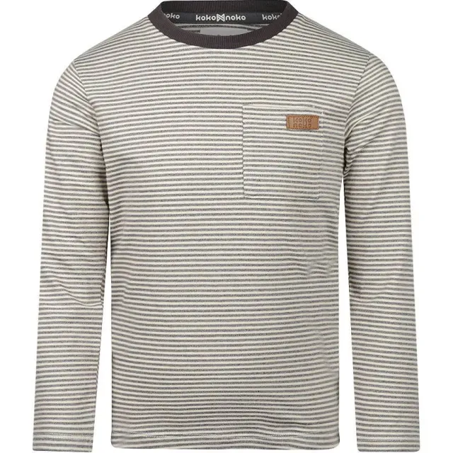 Koko Noko rechtvallende gestreepte longsleeve beige donkergrijs, foto 2