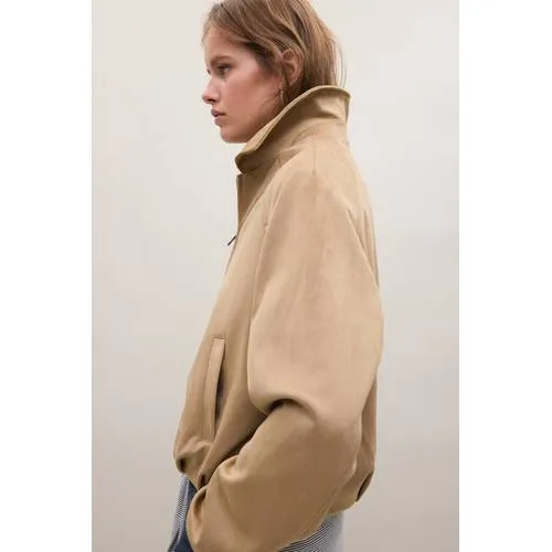 Mango suèdelook tussenjas beige, foto 4