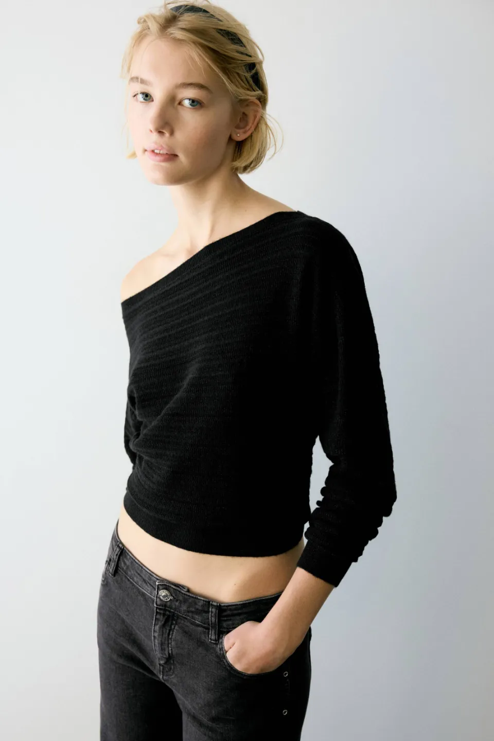 Mango cropped top zwart, foto 3