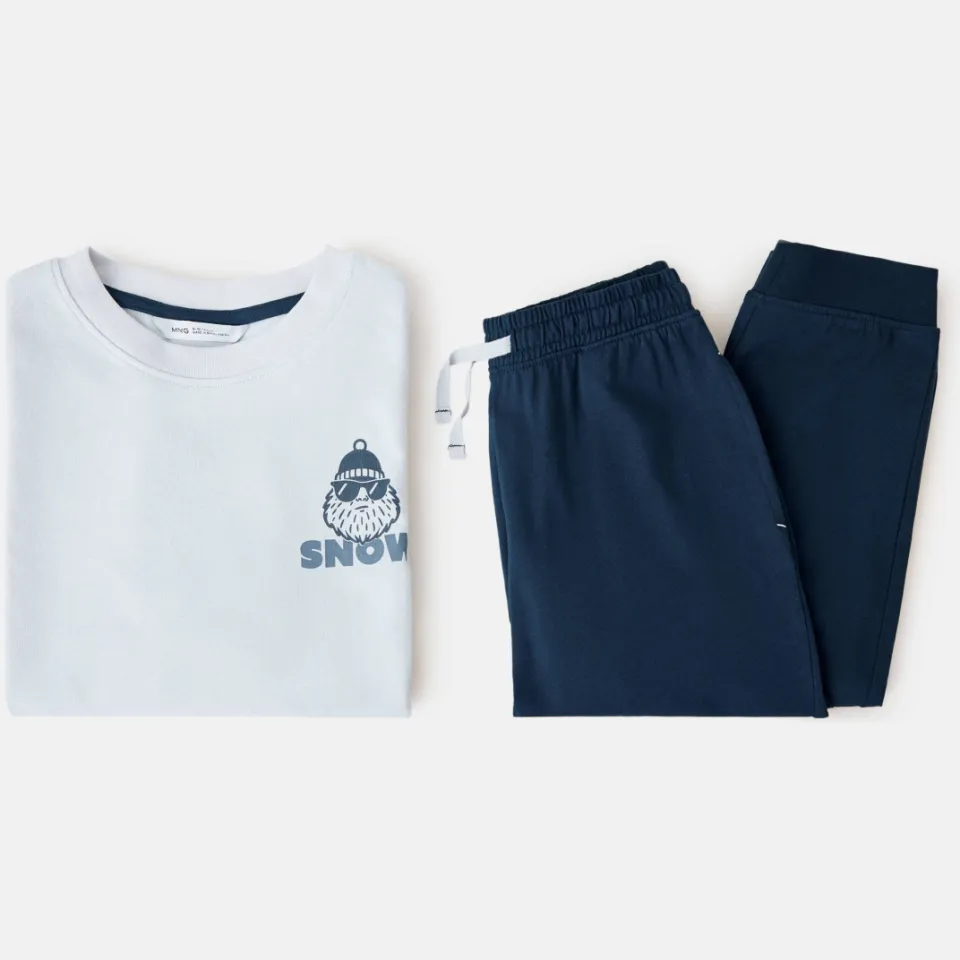 Mango Kids pyjama grijs/blauw, foto 2