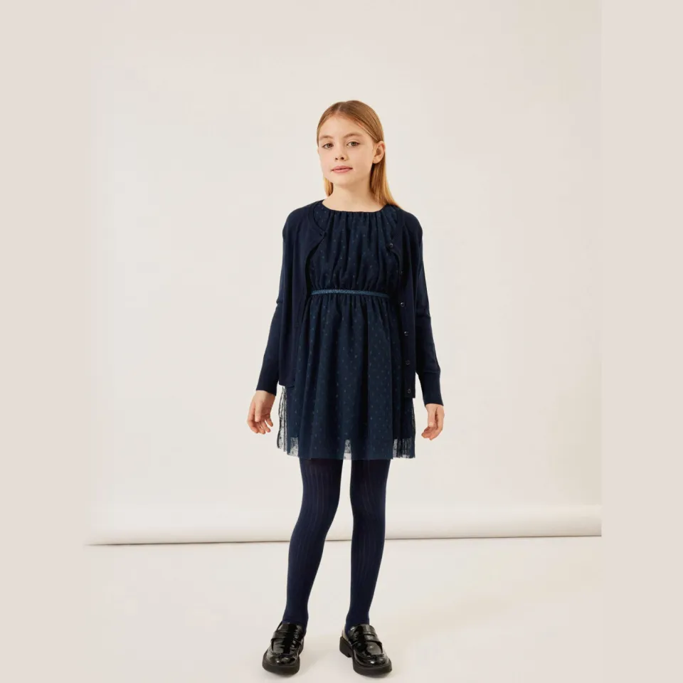 NAME IT semi-transparante korte jurk met print donkerblauw, foto 6