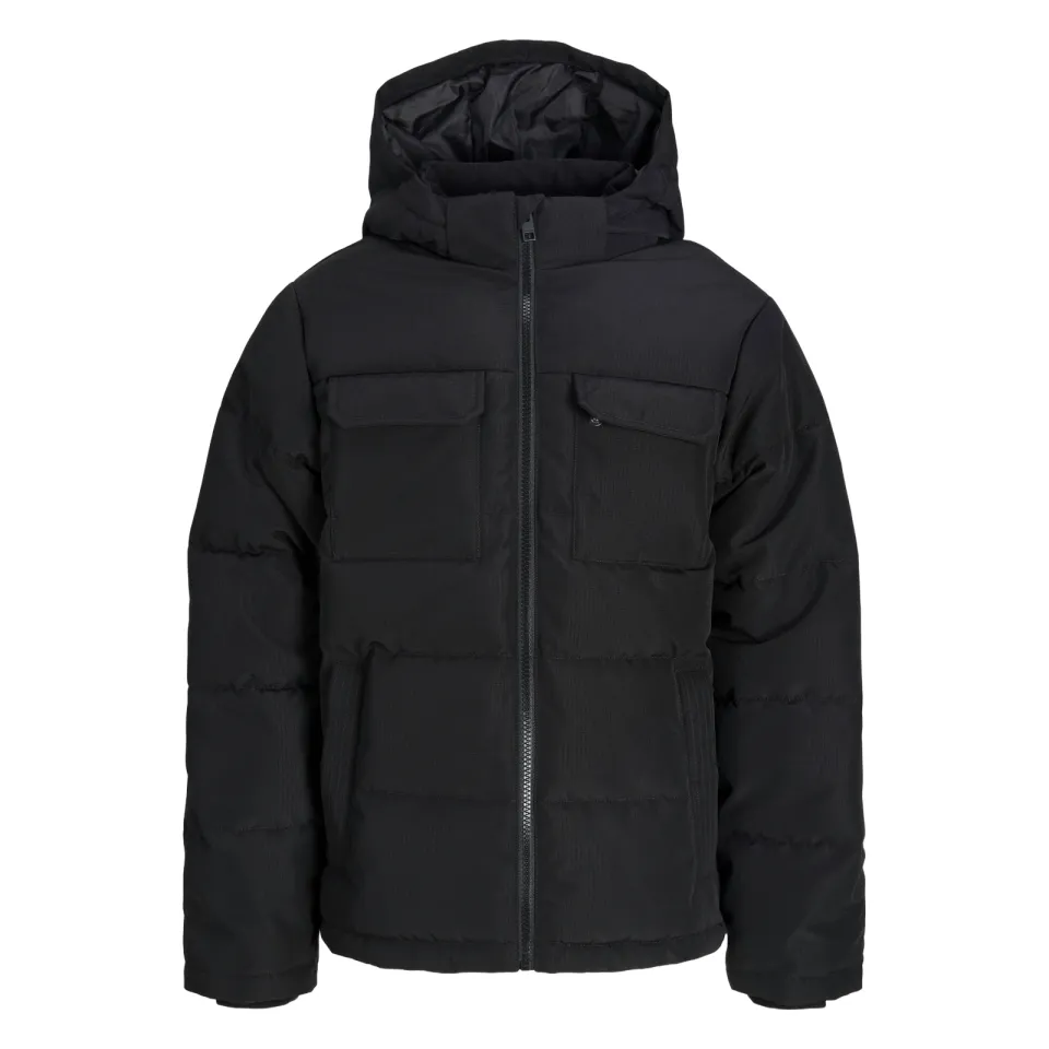 Jack & Jones gewatteerde winterjas met capuchon zwart, foto 2