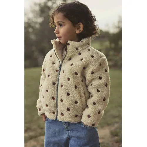 Lil' Atelier MINI teddy jas met appelprint ecru, foto 6