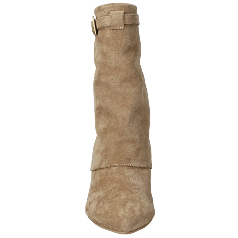 Babouche suède enkellaarsen met hak - beige, foto 3
