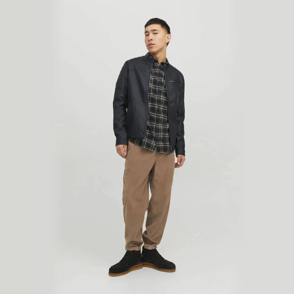 Jack & Jones JJEROCKY imitatieleren jas zwart, foto 5