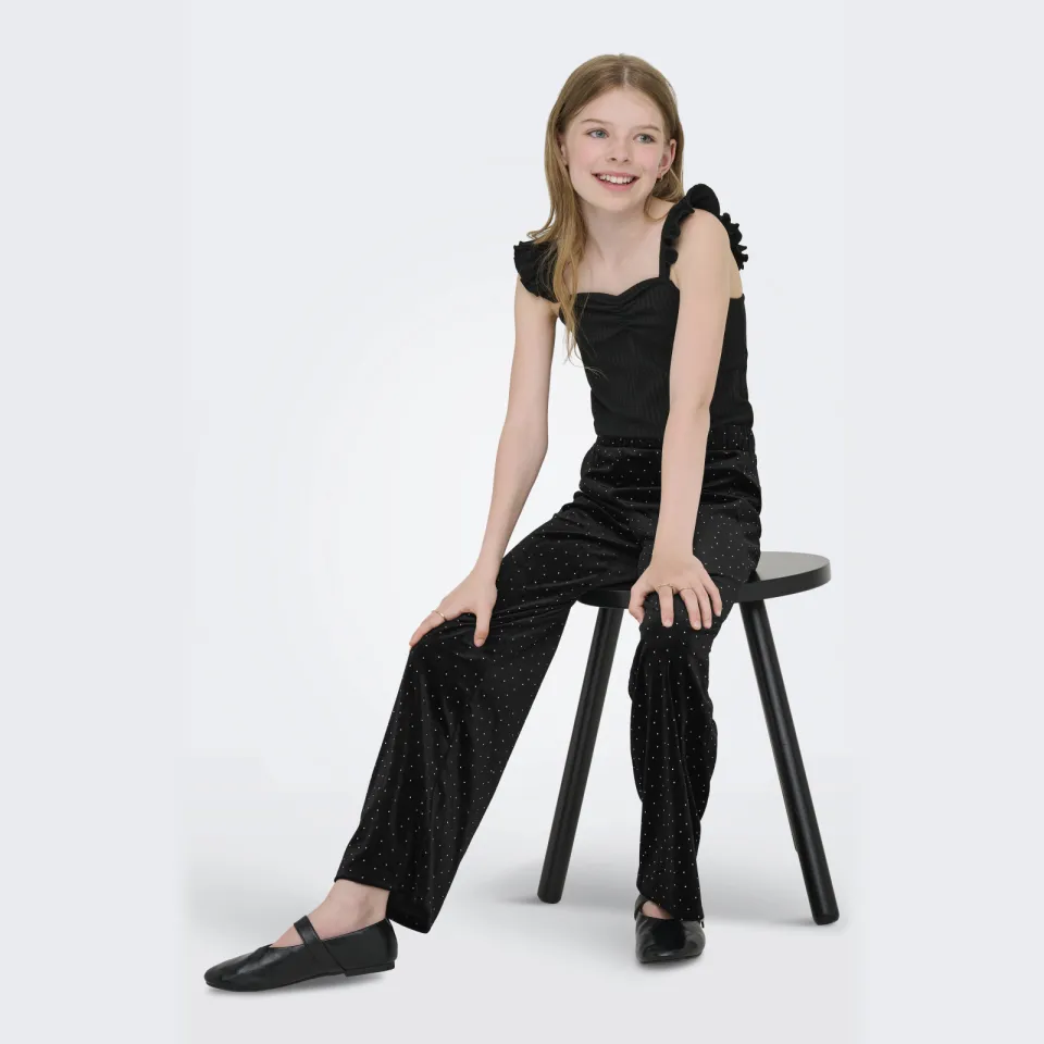 Only KIDS ONLY GIRL fluwelen wide leg broek zwart