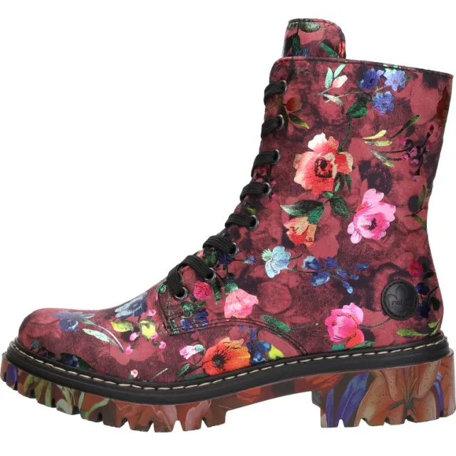Rieker veterboots bordeaux bloemenprint, foto 2