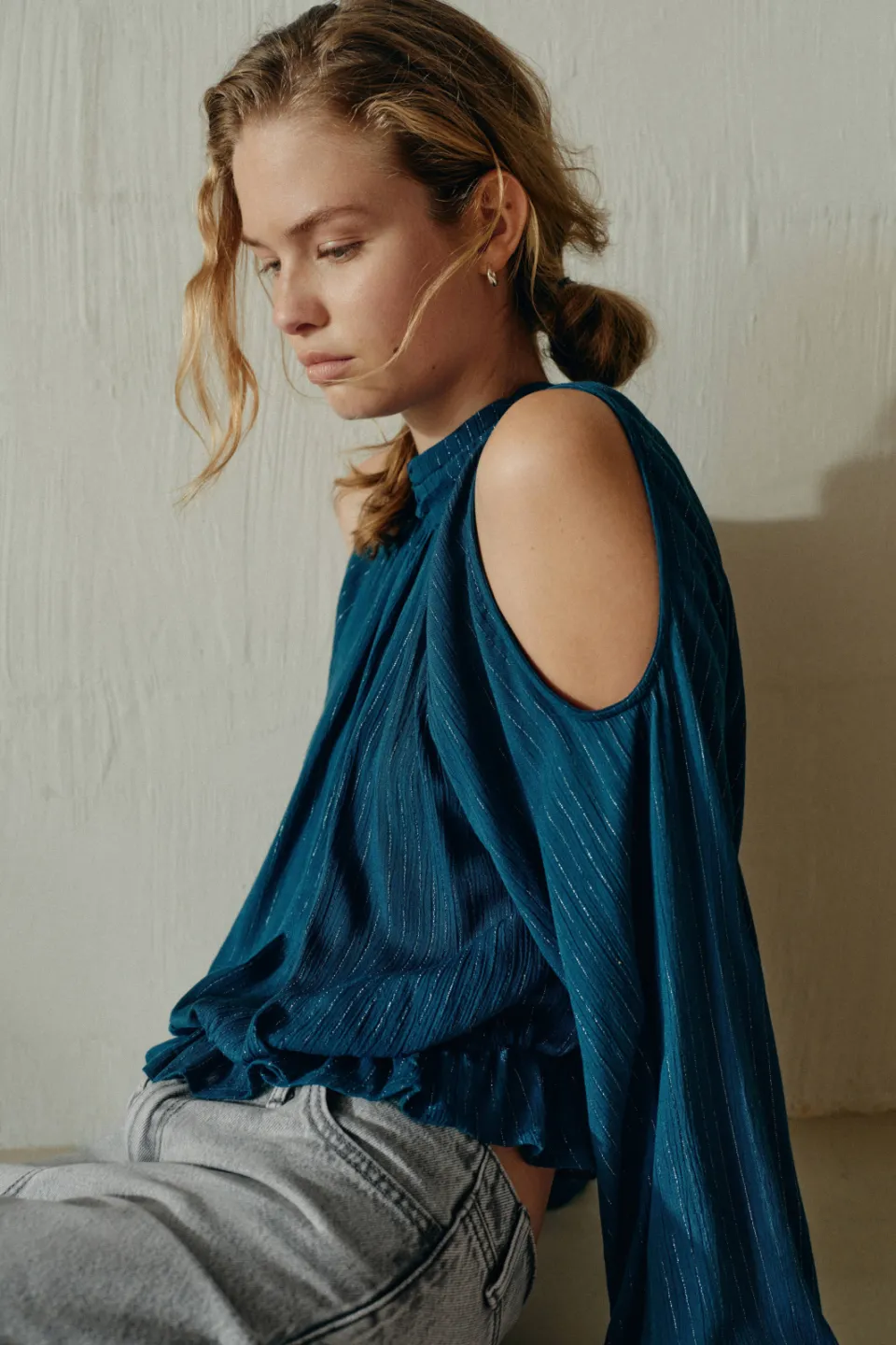 Mango blousetop met glitters blauw, foto 3