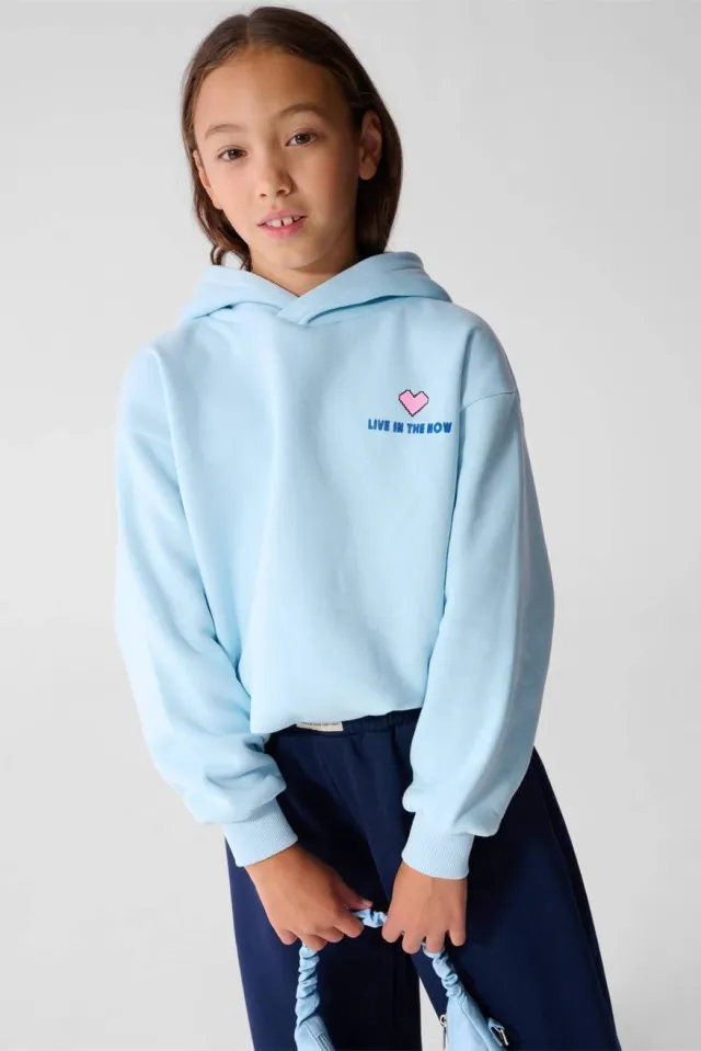 Shoeby regular fit hoodie met backprint - lichtblauw