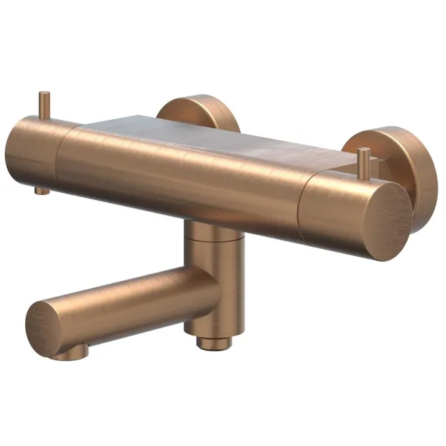 Badthermostaatkraan IVY Bond Opbouw Omstel Met Draaibare Baduitloop Met Omstel Cooltouch Geborsteld Mat Koper PVD