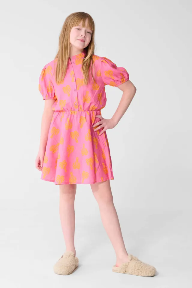Shoeby Palm Wave blousejurk roze Roze/oranje