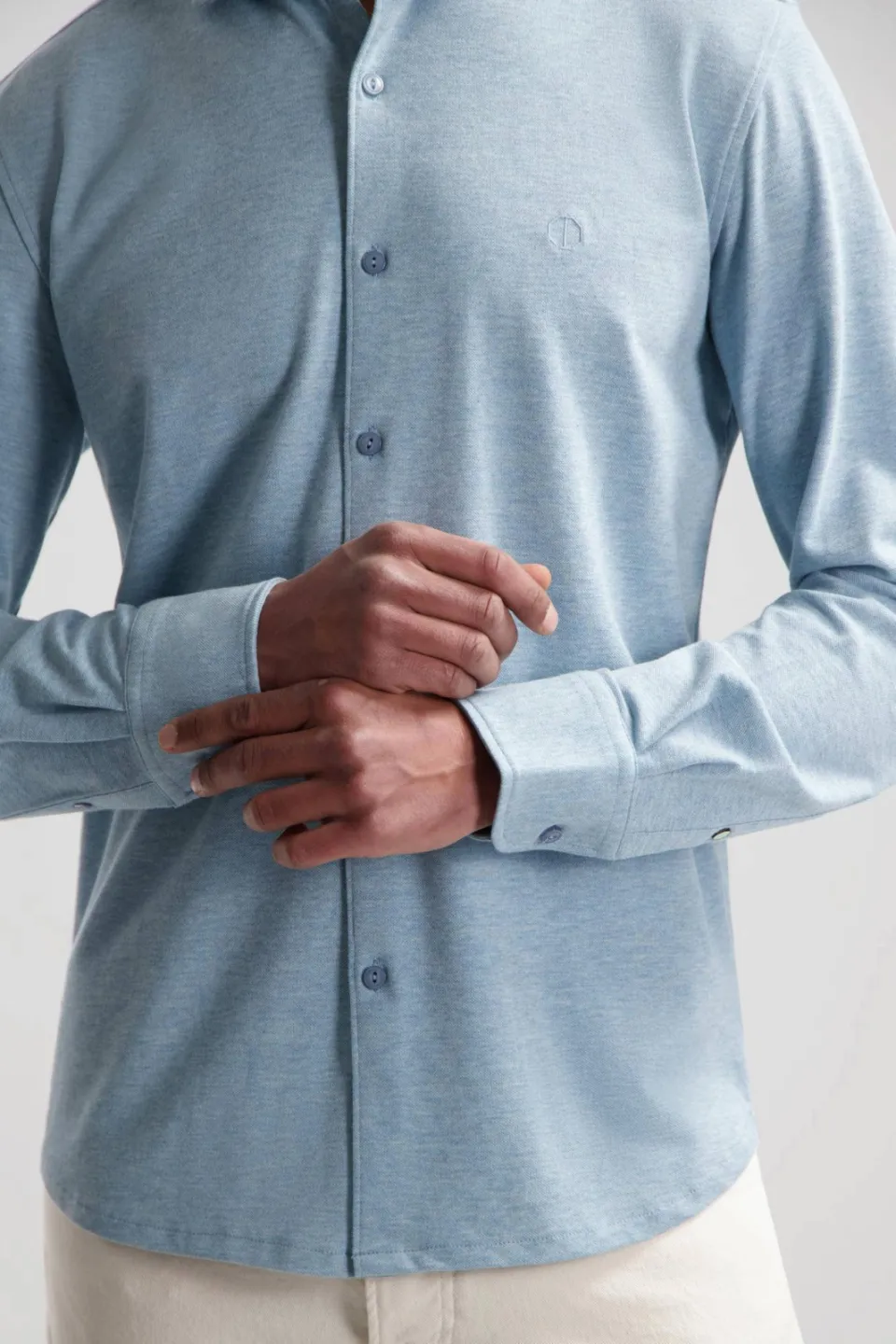 Dstrezzed casual overhemd pique lichtblauw medium blue, foto 5