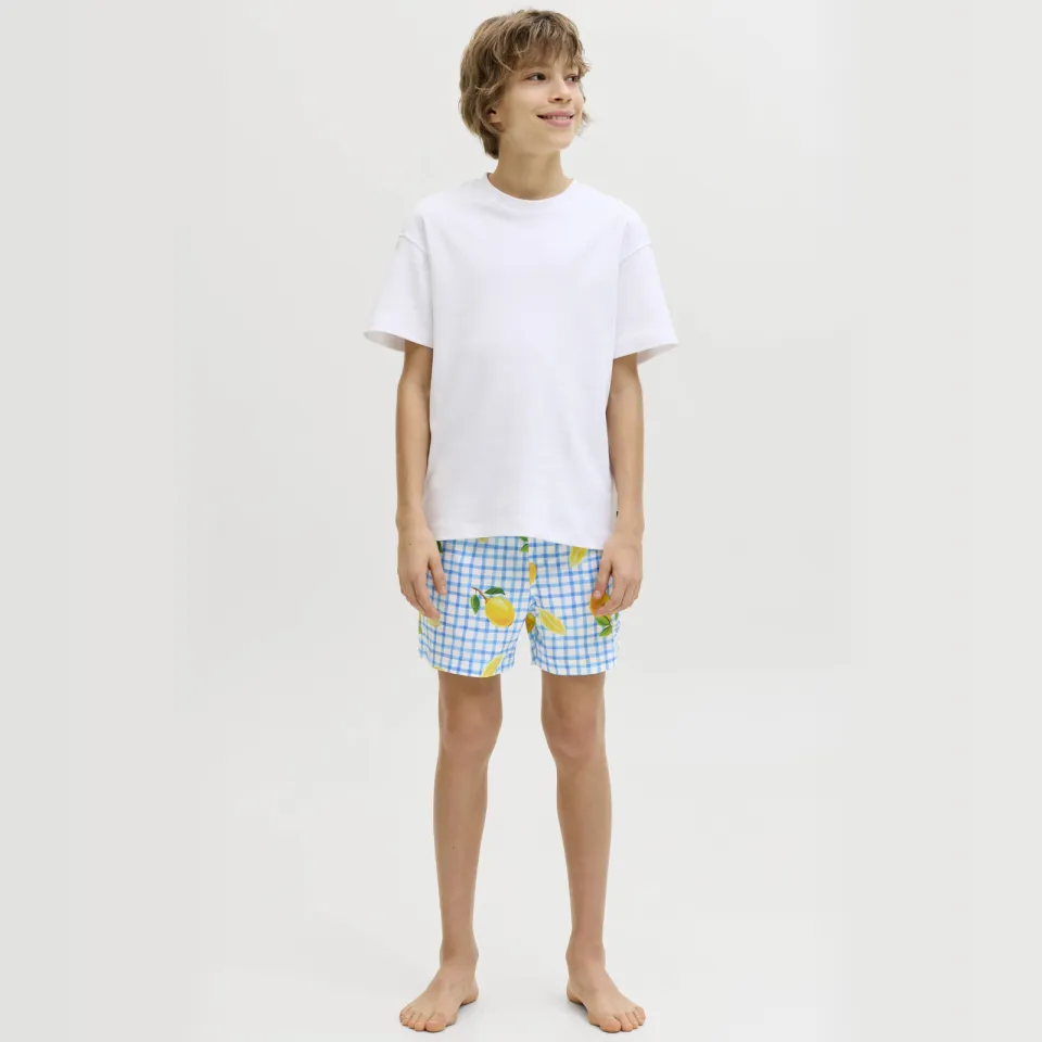 Jack & Jones JUNIOR zwemshort lichtblauw/geel/wit