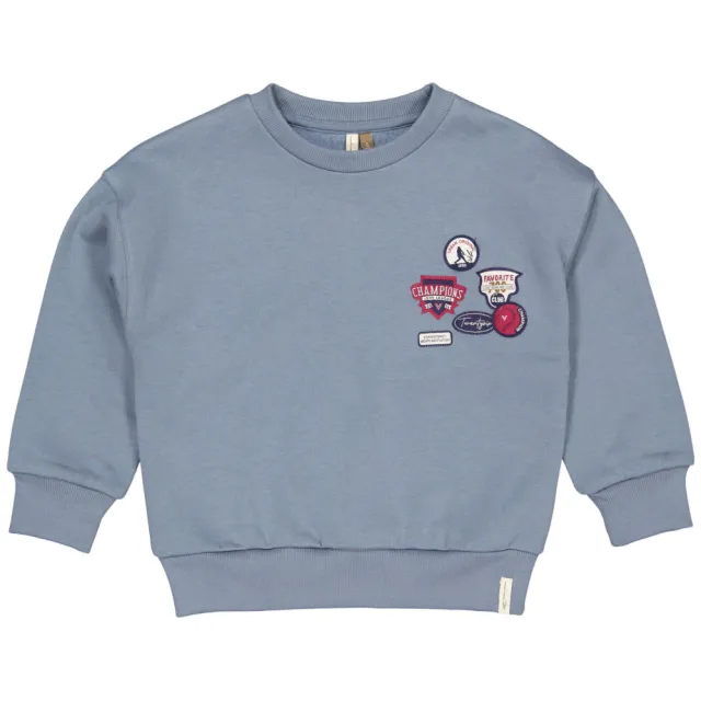 LEVV sweater met borduursels - blauw