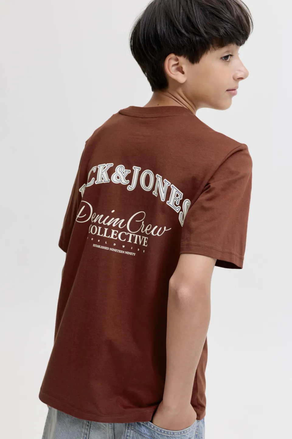 Jack & Jones rechtvallend t-shirt met backprint steenrood, foto 5