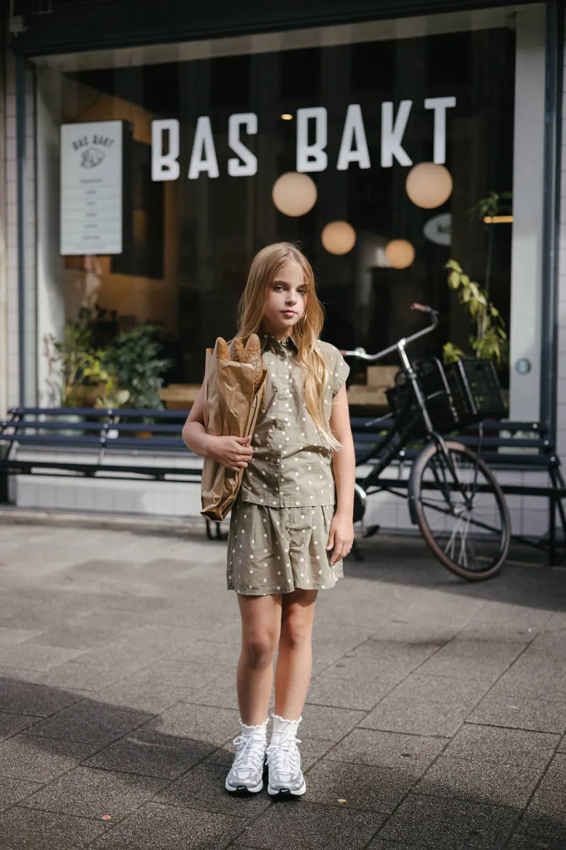 LEVV blousetop met stippen groen, foto 7