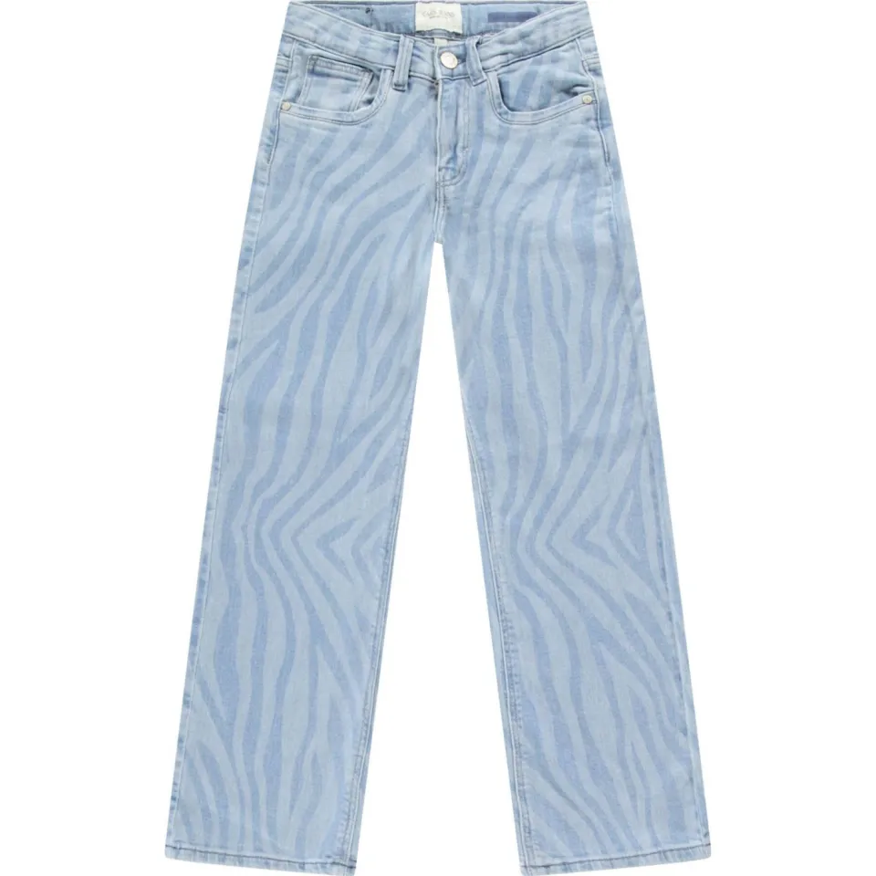 Cars loose fit jeans met zebraprint light blue denim, foto 2