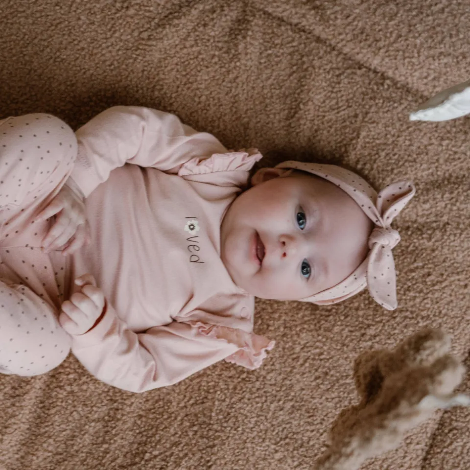 Dirkje longsleeve met printopdruk en ruches roze