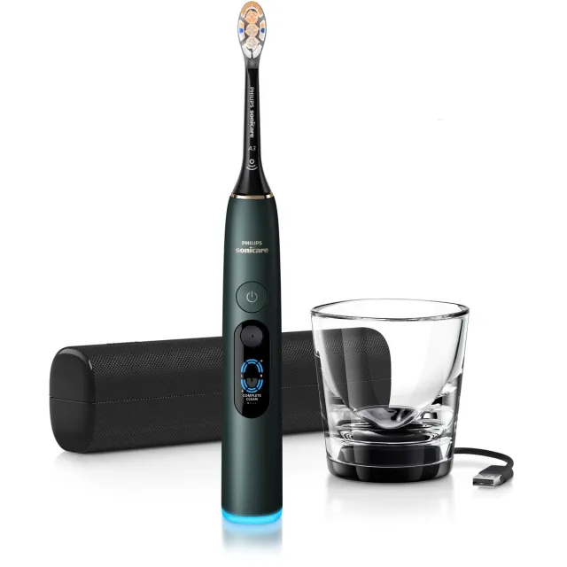 Philips Sonicare Next-Generation DiamondClean 9000 Elektrische Tandenborstel – met Volledige Poetsbegeleiding, Smart Pressure Feedback en 21 Poetsinstellingen, Midnight Green, HX9213/84