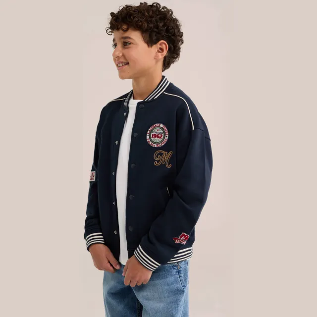 WE Fashion baseballjack met patches donkerblauw, foto 4