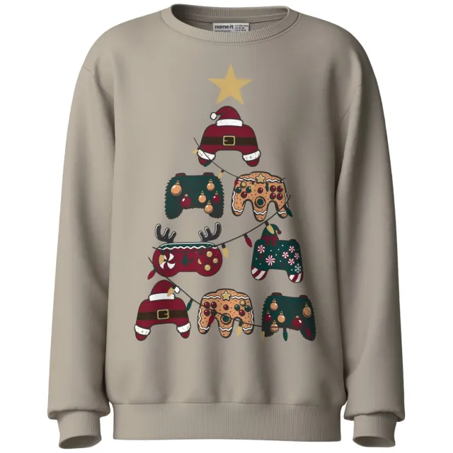 NAME IT KIDS sweater met print - ecru