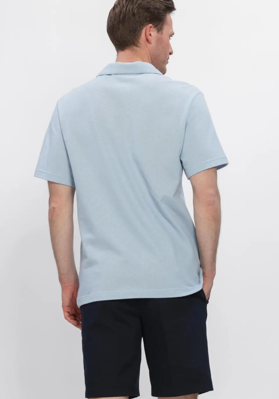 Lacoste Heren Polo's & T-shirts Classic Fit Open Neck Cotton Linen Blend Polo - Lichtblauw, foto 3