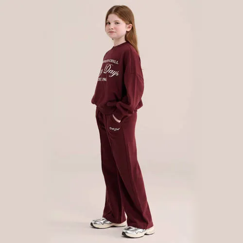 WE Fashion wide leg joggingbroek donkerrood, foto 3