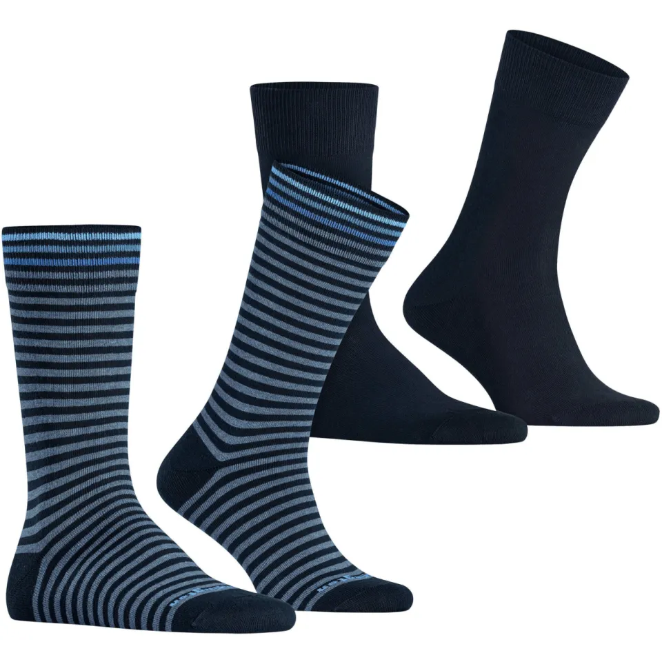 Burlington Everyday Stripe sokken donkerblauw 2-pack blauw, foto 3