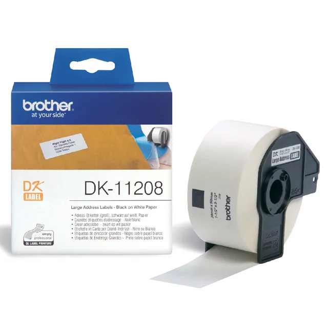 Brother Etiket brother dk-11208 adressering groot 38x90mm 1 rol wit