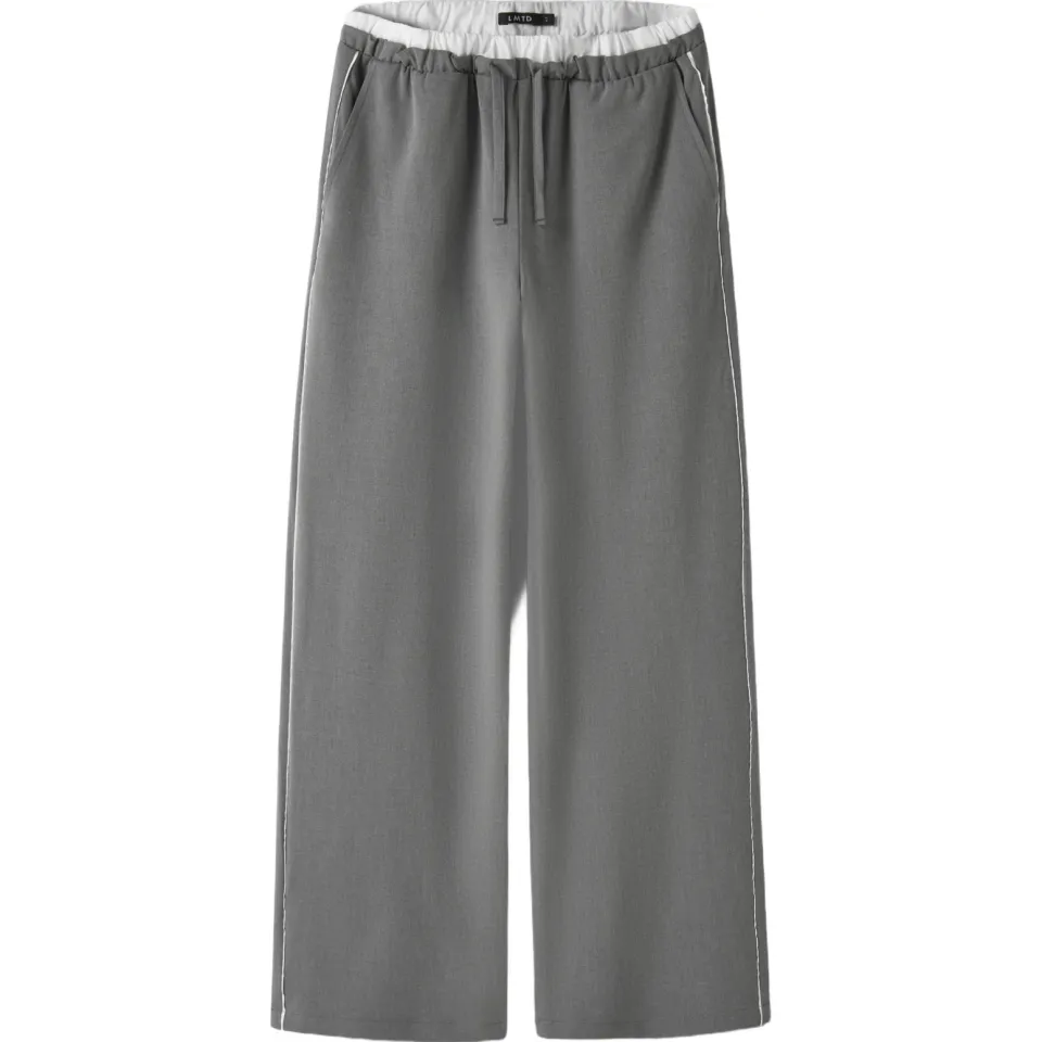 LMTD wide leg casual broek grijs, foto 2