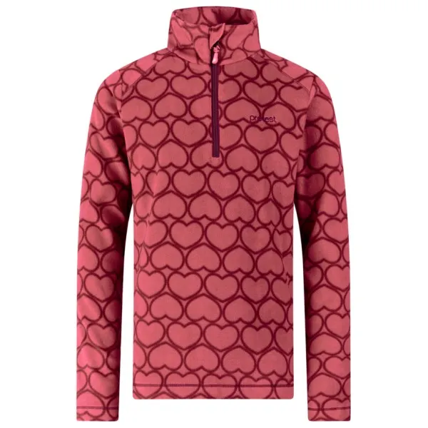 Protest PRTRemissy JR sweater met opstaande kraag en hartjes - koraalrood/bordeaux, foto 2
